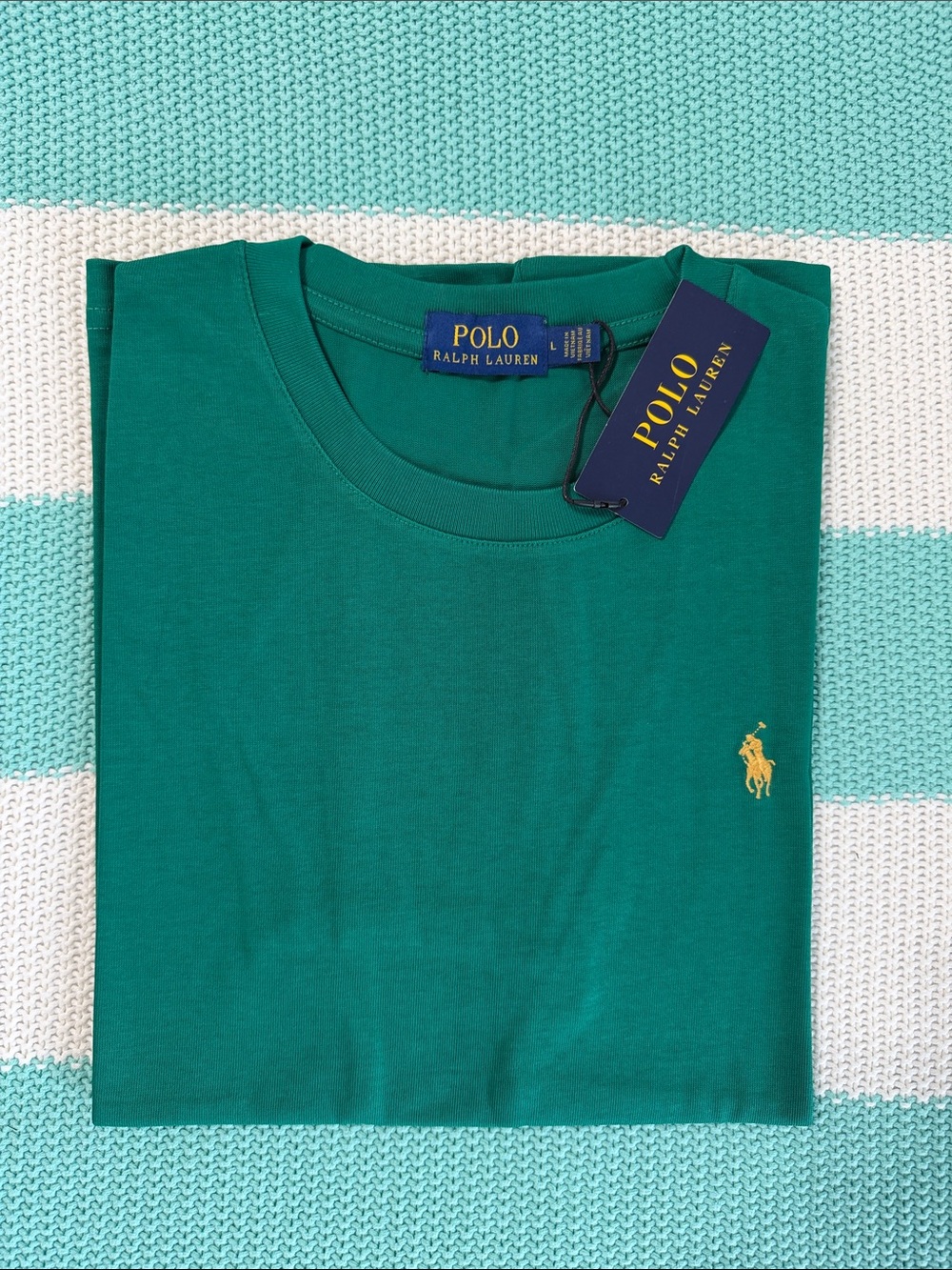 Polo by Ralph Lauren Teal Crewneck Tee with Gold Pony